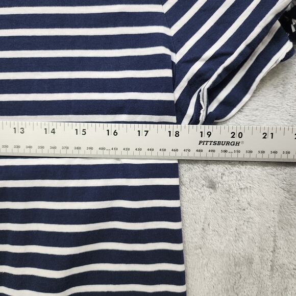 Nautica Top Womens L Blue White Striped Knot Short Sleeves Tee Cotton Casual - Picture 8 of 10